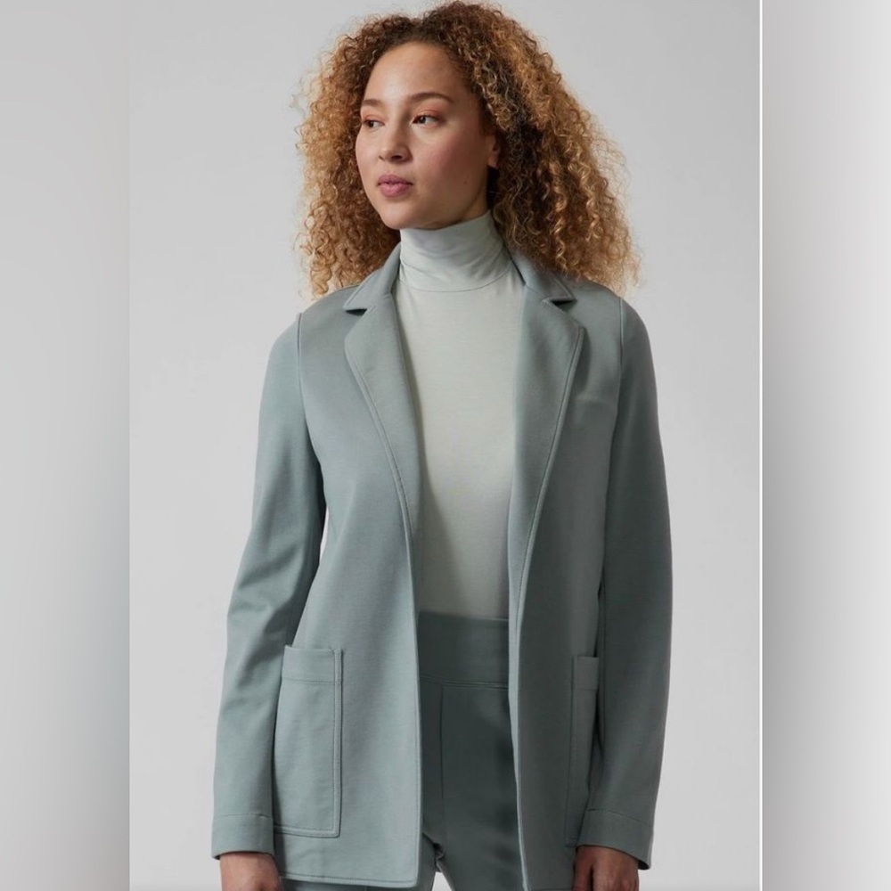 Athleta Sage Gray green Eastbound Blazer with Notched Lapels and Tailored Fit 6